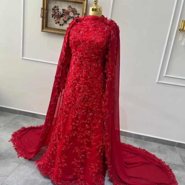 İşlemeli Taş Detaylı Kırmızı Kınalık Modeli